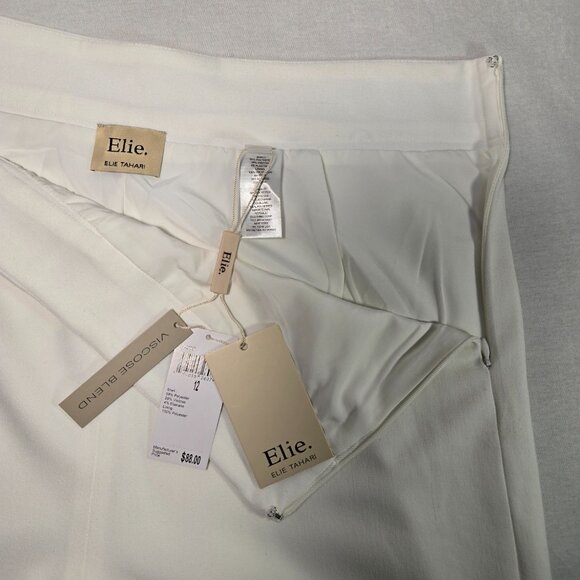 ELIE TAHARI Officecore Mob Wife IVORY Hi-Rise Wide Leg Cropped  Trouser Size 12 - Picture 10 of 16
